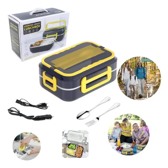 Marmita Térmica Elétrica Portátil Inox 1.5L AL Bivolt 12V Carro/Casa