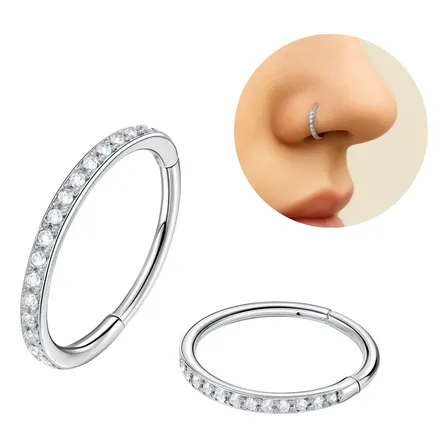 Piercing Nariz Argola Cravejada Titânio Nostril Fina Click