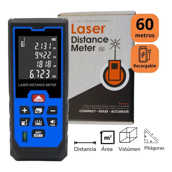 Medidor Laser De Distancia, Área Y Volumen, Cinta Metrica