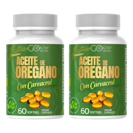 2 Frasco Aceite De Orégano 60 Caps. 80% Carvacrol Premium