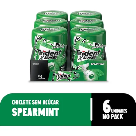 Chiclete Trident Xsenses Spearmint - Caixa Com 6 Unidades De 54g