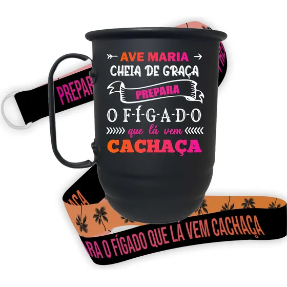 Caneca De Alumínio Frases Divertidas 850ml Chopp Com Tirante