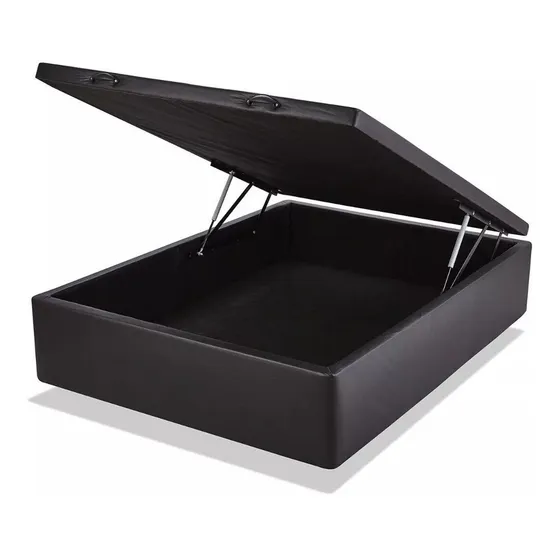 Cama 2 Plazas Box  Sommier Baul 140x190 Simil Cuero 