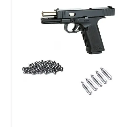Pistola Balin Kwc Glock 17 Metslide6 Co2 + 500 Bb