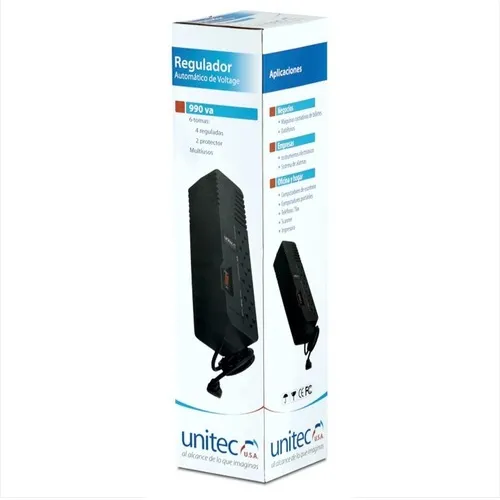 Regulador Automático De Voltaje Pc 990va 6 Tomas Unitec
