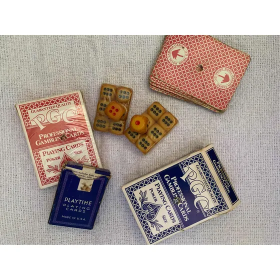 Cartas De Poker Y Dados Antiguos Usados  Por Casinos Años 80