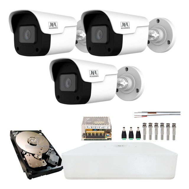Kit 3 Cameras Jfl Chd 2520p - Dvr 2304 - Hd 500 - Conectores Kit 3 Cameras Jfl Chd 2520p - Dvr 2304 - Hd 500 - Conectores