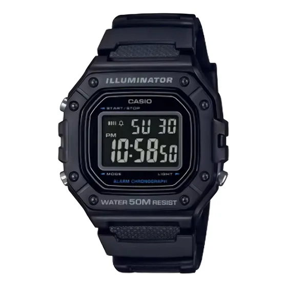 Reloj De Pulsera Casio Youth W-218h-1b Relojesymas Color de la correa Negro Color del bisel Negro Color del fondo Negro