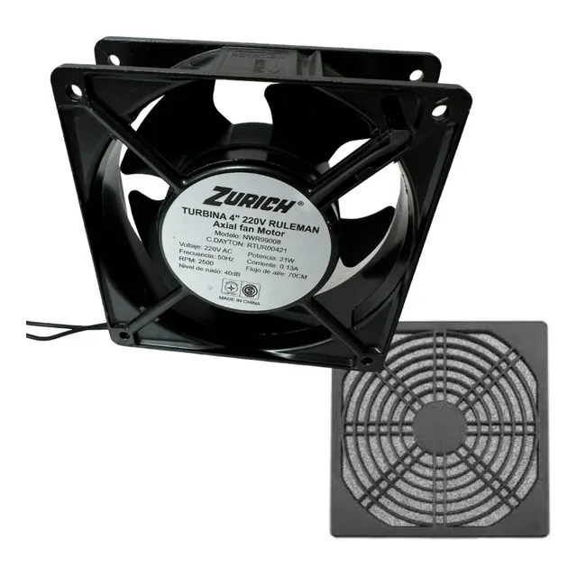 Turbina Cooler 4  120mmx120mm Ruleman 220v + Rejillas Kit