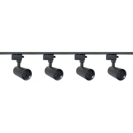 Lampara Riel Led 7w Kit 4 Lamparas Col. Negro Luz Cálida Jwj