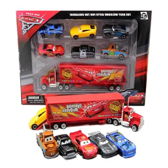 Carreta Mcqueen + 6 Carrinhos - 1:55 Mini Veículos