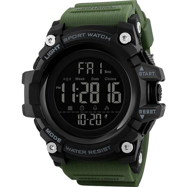 Reloj Skmei Grande Militar Pantalla Negra Verde Mod 1384