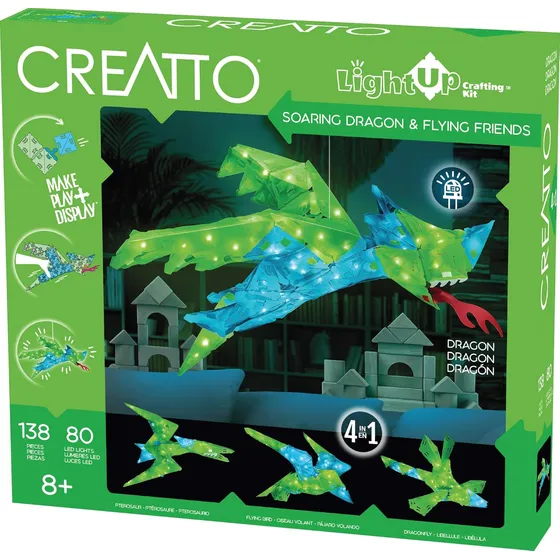 Kit De Rompecabezas Creatto Dragón Y Amigos 3d Iluminado