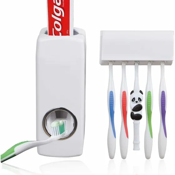 Dispensador De Crema Dental  + Soporte Para Cepillos
