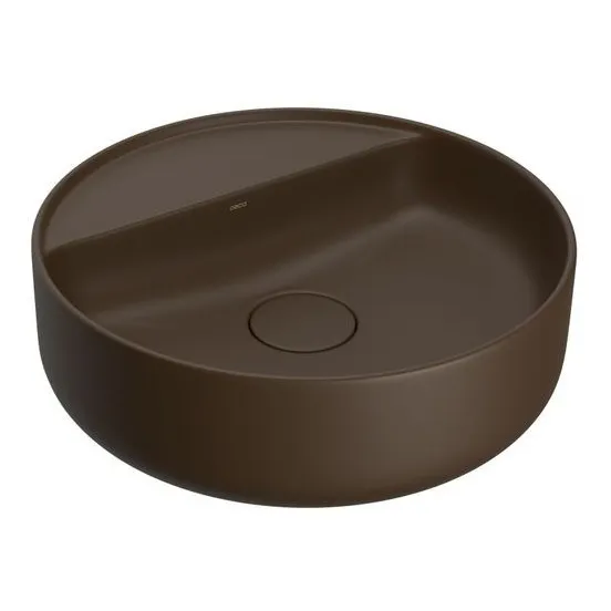Bacha De Apoyo Redonda 40cm Marrón Deca Loza Baño Con Mesa
