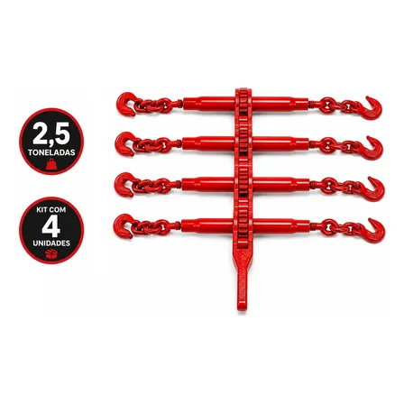 Kit 4 Tensionador Corrente Tipo Catraca 5/16 3/8 8 10mm 2.5t