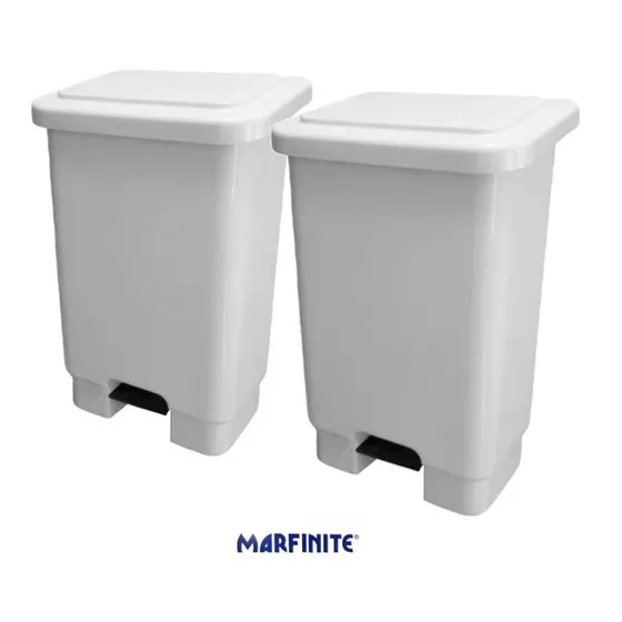 Kit 2 Lixeiras Retângular Com Pedal 100 Litros - Marfinite