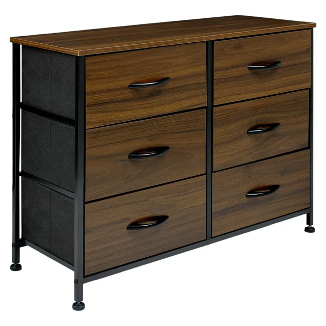 Comoda Cajonera Mueble 6 Cajones Tela Organizador Metalico Color Café