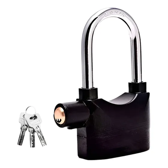 Cadeado Com Alarme Sonoro Sirene Anti Furto Moto Bicicleta Cor Preto