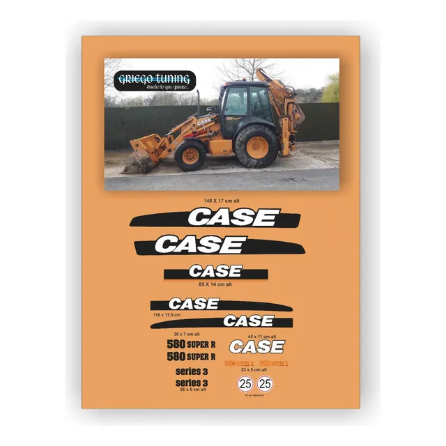Calcos Adhesivos  Retoexcavadora Máquina Case 580 Super R