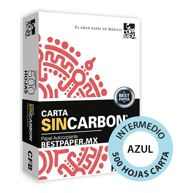 Papel Autocopia Intermedio Azul Carta - Paquete 500 Hojas Color Azul claro