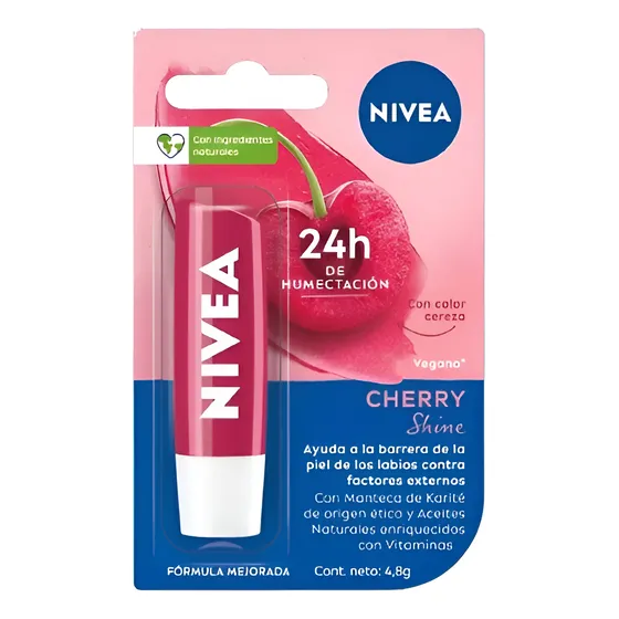 Labial Humectante Cherry X4.8g Nivea Cuida Y Protege Labios