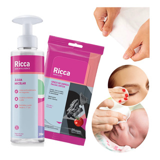 Demaquilantes Ăgua Micelar + Lenço Combo Pele Limpa - Ricca Demaquilantes Ăgua Micelar + Lenço Combo Pele Limpa - Ricca