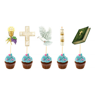 40pzas Mini Cake Topper Comunion Fiesta Para Cupcake 40pzas Mini Cake Topper Comunion Fiesta Para Cupcake