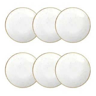Tramontina Jogo 6 Pratos Rasos Rústico Marrom Porcelana 25cm Tramonti