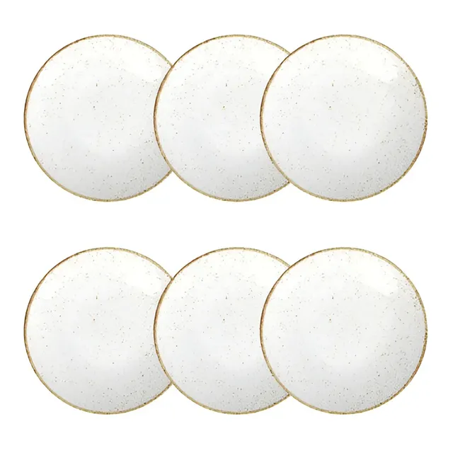 Jogo 6 Pratos Rasos Rústico Marrom Porcelana 25cm Tramontina