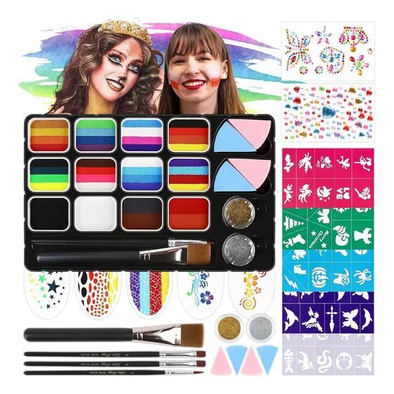 Kit Paleta Pinta Carita Aqua Color Pintura Facial Infantil