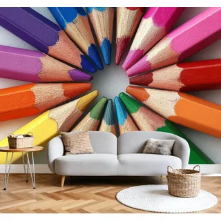 Mural De Papel De Parede Adesivo - Círculo De Lápis De Cor