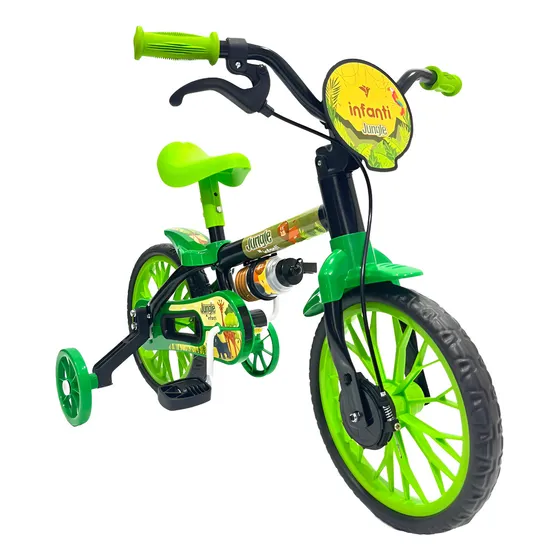 Bicicleta Infanti Rodado 12 Verde Con Negro Jungle
