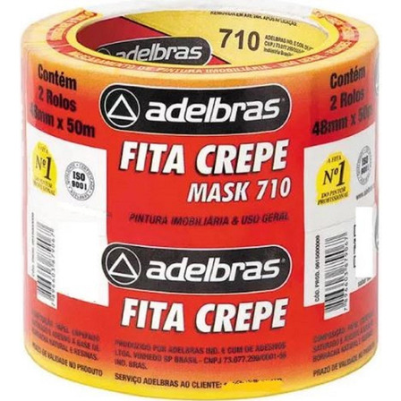 6 X Rolos De Fita Crepe Larga Branca 48mm X 50m - Adelbras 6 X Rolos De Fita Crepe Larga Branca 48mm X 50m - Adelbras