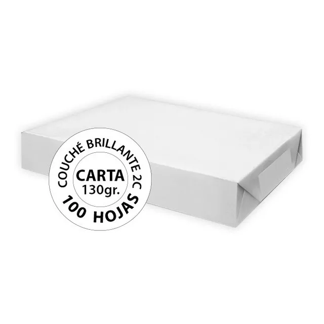 Papel Couche 2c Brillante Carta 130 Gr - 100 Hojas