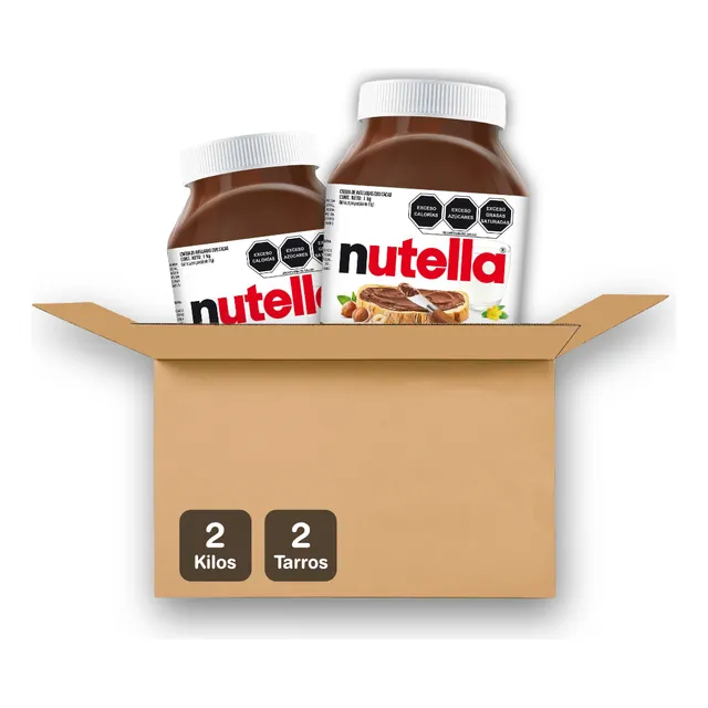 2 Pack Nutella crema de avellanas cacao chocolate 1Kg tarro