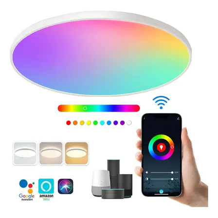 Lámparas Techo Led Decorativas Rgbcw Wifi Alexa Google Home Estructura Blanco