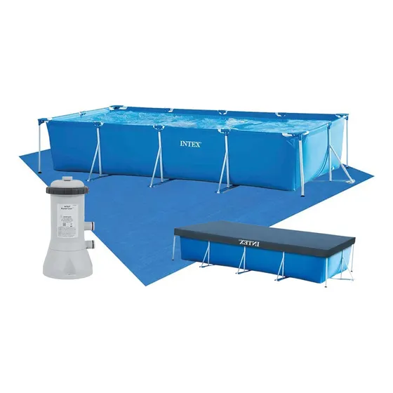 Piscina Estrutural Retangular 7127l Filtro Capa Forro Intex Cor 110v