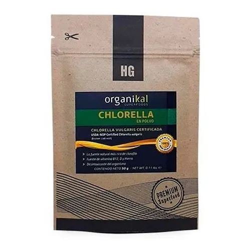 4 Organikal Chlorella Polvo Antioxidante Micro Alga Vit B12 Sabor Sin Sabor