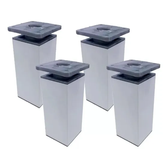 Pata Cuadrada Radem Aluminio Bajo Mesada 100mm Regulable X4u Color Gris