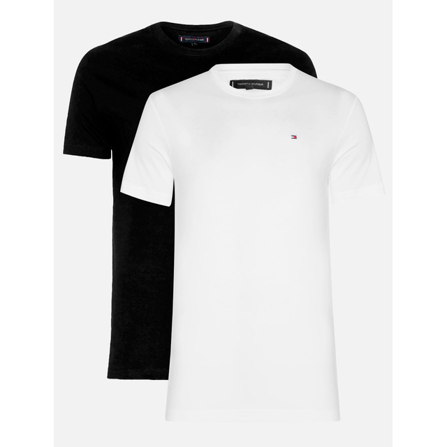 Kit Camisetas Tommy Hilfiger Essential Preta/branca 2un Kit Camisetas Tommy Hilfiger Essential Preta/branca 2un