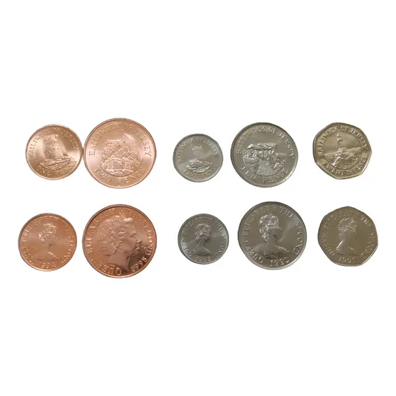 Jersey Islas Europa Juego 5 Monedas Mundiales Serie