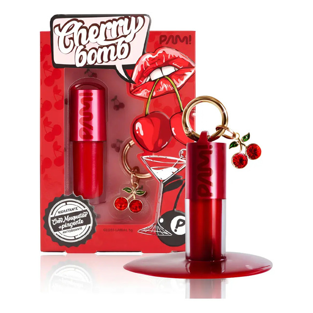 Gloss Labial Cherry Bomb Pam By Pamella 5g Vermelho