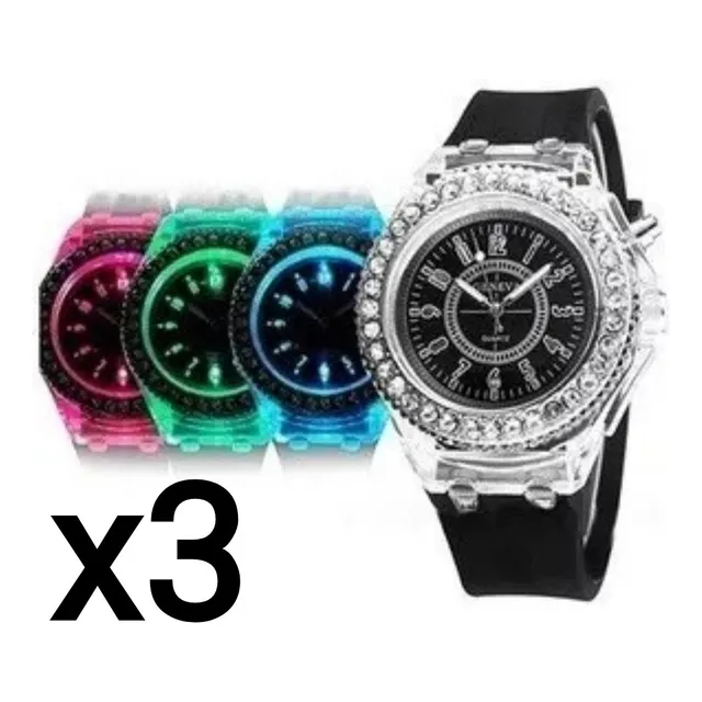 Reloj Geneva Damas Luces Led Brillantes Mayor Detal