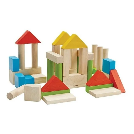 Juego Bloques De Madera Para Armar Castillo 40 Pzs Plan Toys