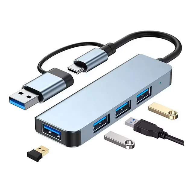 Adaptador Usb-c 4 Puertos Usb 3.0 Gadnic Mouse Teclado Más