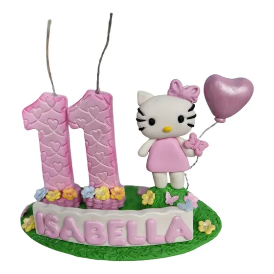 Vela Em Biscuit No Tema Hello Kitty