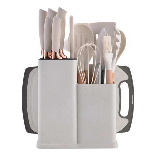 Kit Conjunto 19 Pçs De Utensílios Facas Silicone E Plástico Kit Conjunto 19 Pçs De Utensílios Facas Silicone E Plástico