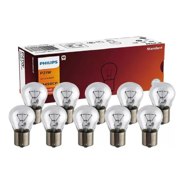 Kit 10 Lâmpadas 1polo 21w 24v Ba15s Philips 13498cp Caminhão