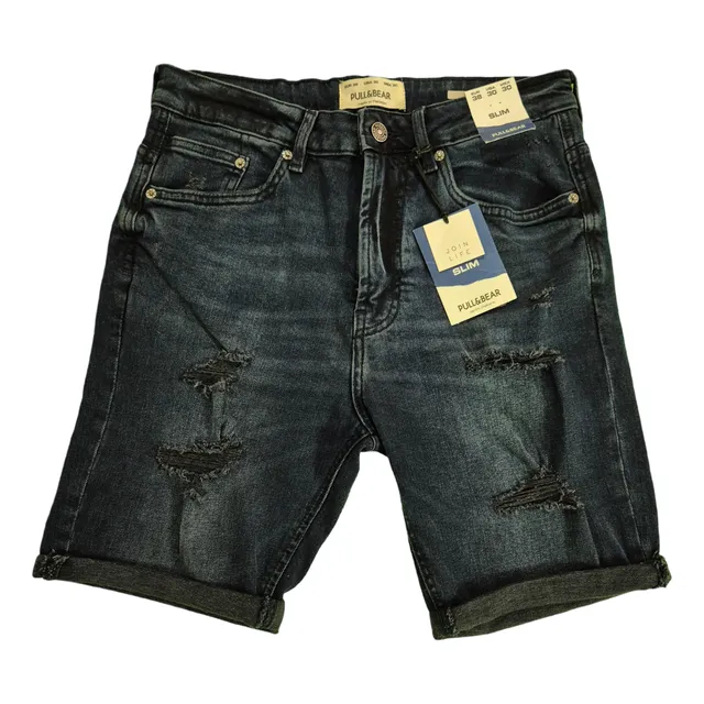 Short Pull And Bear Jean Roto Tipo Bermuda 